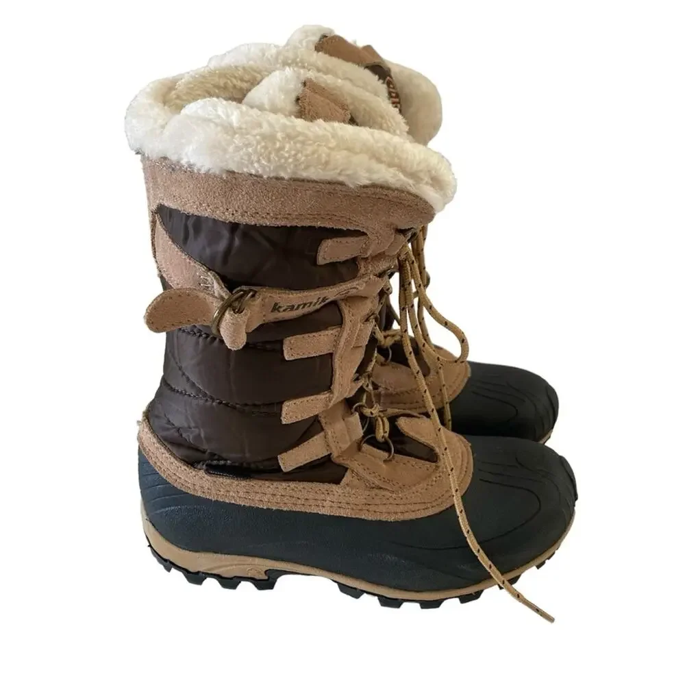 Kamik Snowvalley Waterproof Thinsulate Lined Snow Boots Size 6 Mid Calf Lace Up